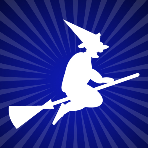 Flying Witch on Broomstick Iron on Decal